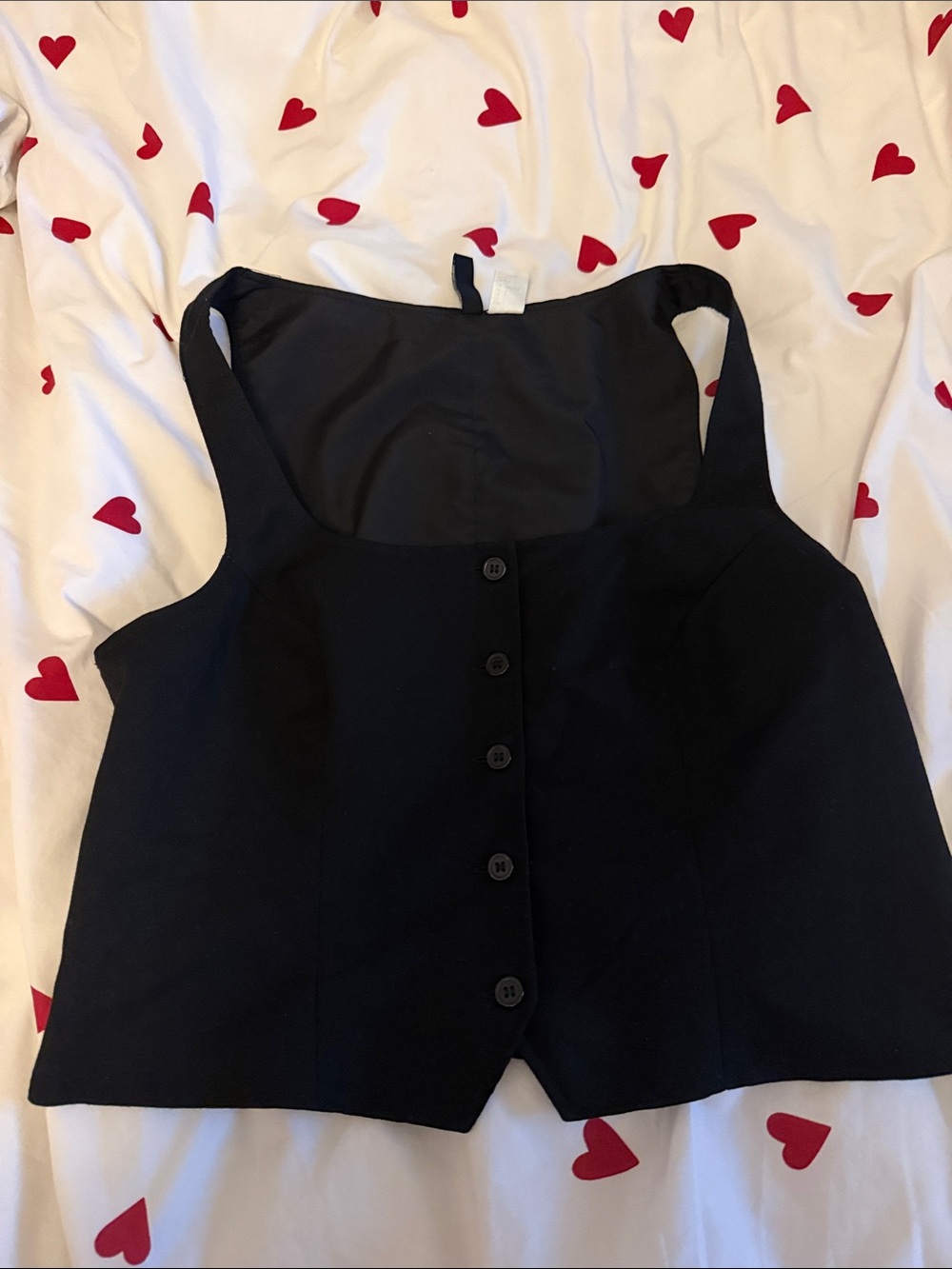 H&M Black Button-Front Crop Tank Top